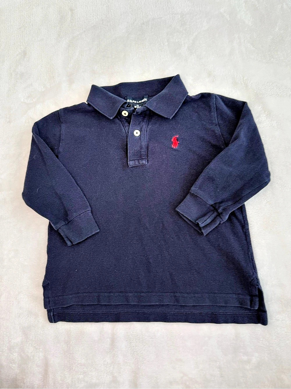 Toddler Ralph Lauren Long Sleeve Navy Polo Shirt (size 24M)